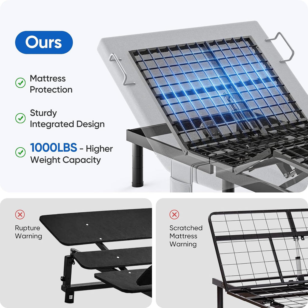 Adjustable Bed Frame Split King with Massage, Electric Bed Base Frame with Adjustable Legs, USB Ports, Wireless - Set of 2