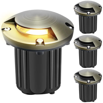 Brass Well Lights Outdoor 12V LED Low Voltage Landscape In Ground Light Waterproof Up Lighting Fixture, Bronze Accent