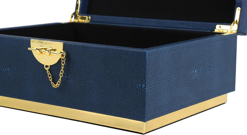 Elegant Faux Leather Decorative Box, Storage Jewelry Box Organizer, Large Dresser Cosmetic Organizer Holder, Classic