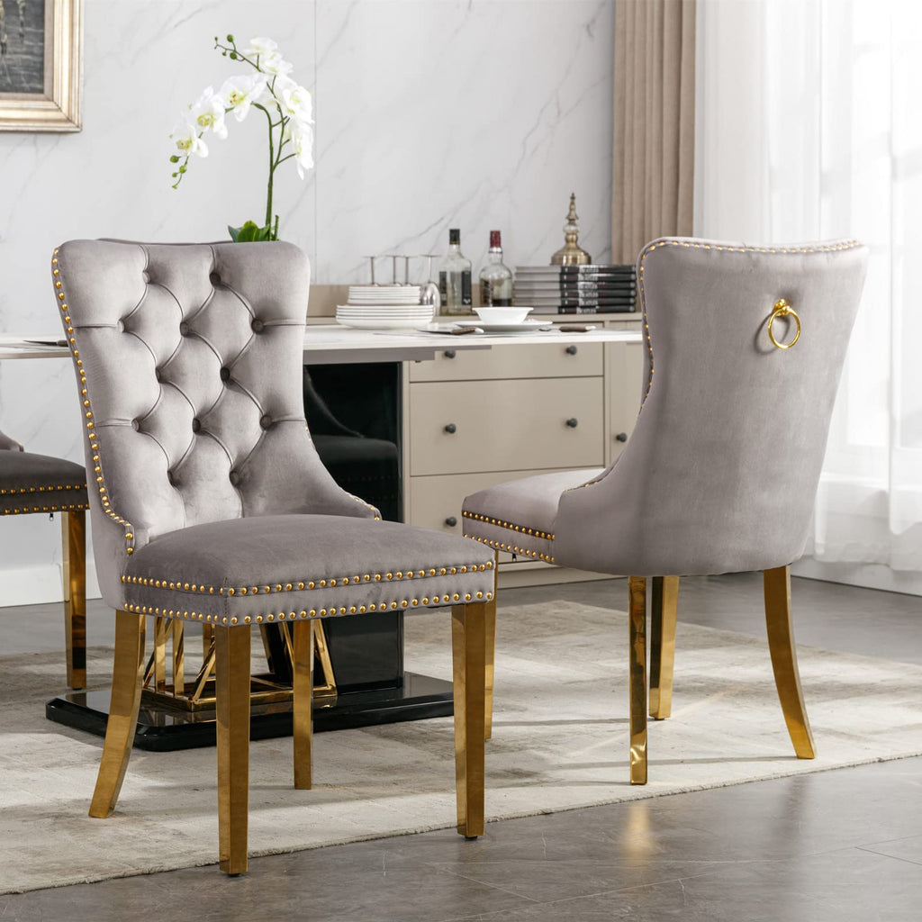 5 Piece Dining Table Set, Gold Dining Table with White Printed Marble Top&Stainless Steel Base, 68.11" Kitchen Table