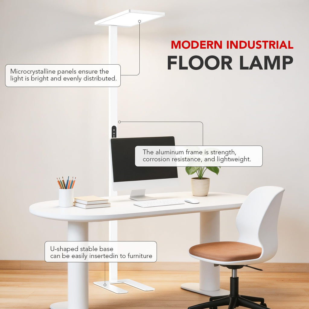 LED Floor Lamp, Super Bright Standing Lamp, White