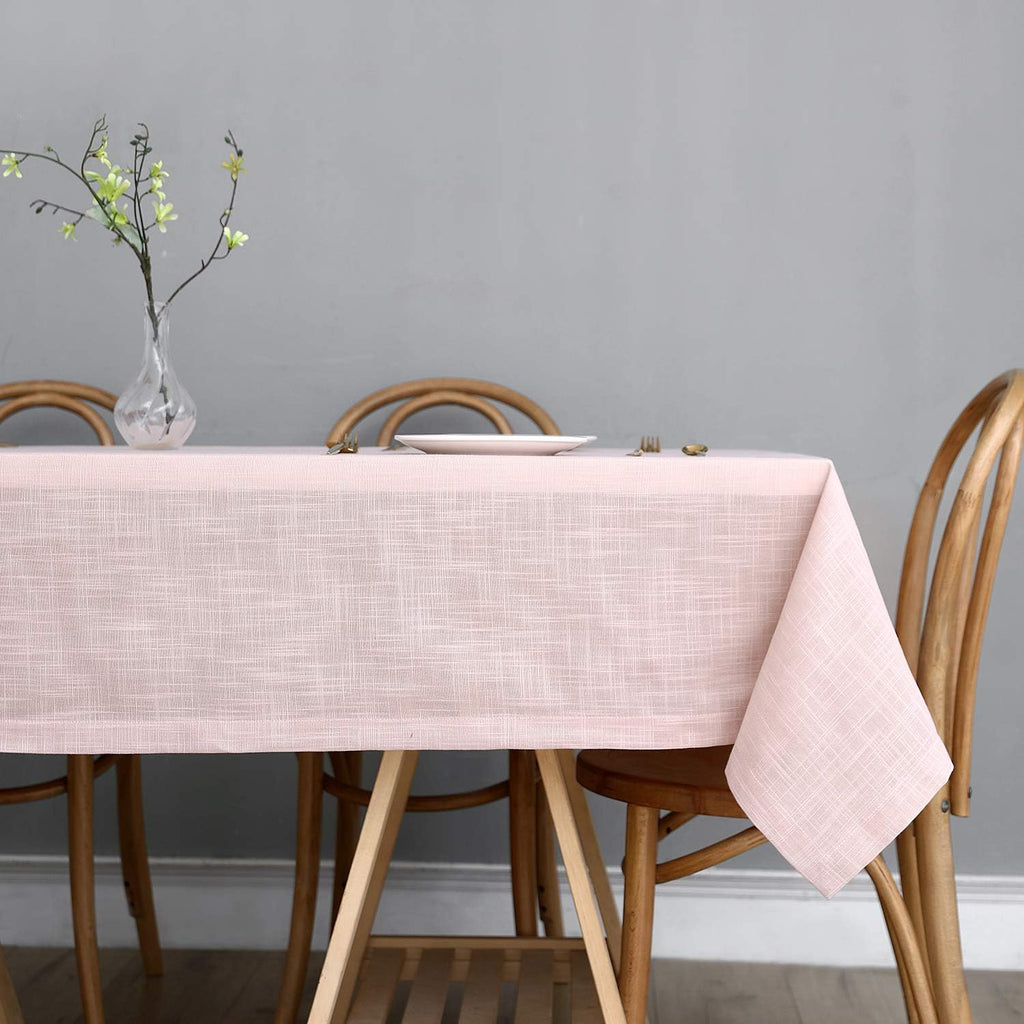 Lux Faux Linen Tablecloth with Slubby Yarn Textured Weaves Wrinkle Free Anti-Shrink Soft Table Cloth