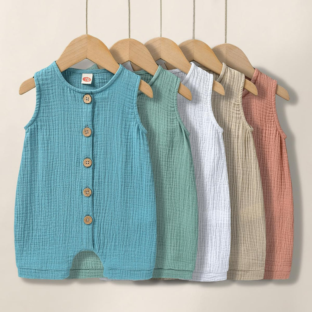 Infant Newborn Baby Boys Girls Cotton Linen Romper Summer Jumpsuit Sleeveless Overalls Clothing Set