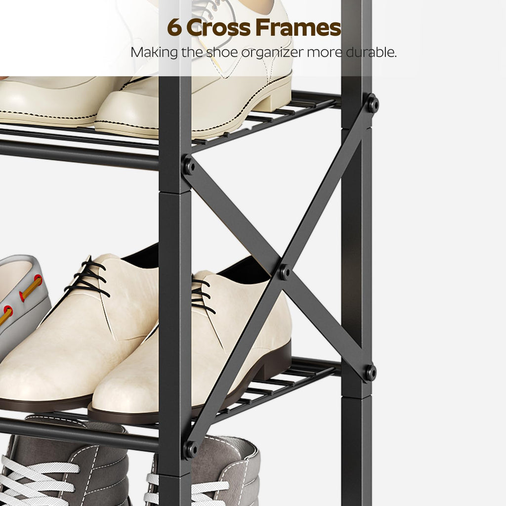 10 Tier Shoe Rack, Large Capacity Shoe Storage Organizer Holds 40 Pairs, Sturdy and Stable, Closet, Dorm Room, Rustic
