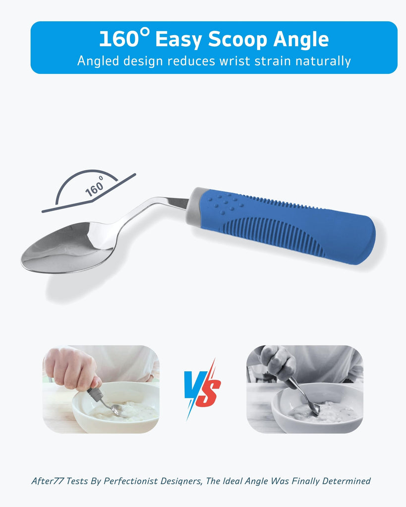 Adaptive Utensils (4-Piece Set) Weighted 7 oz - 42° Angled Utensils for Parkinson's Patients, Hand Tremors, Arthritis