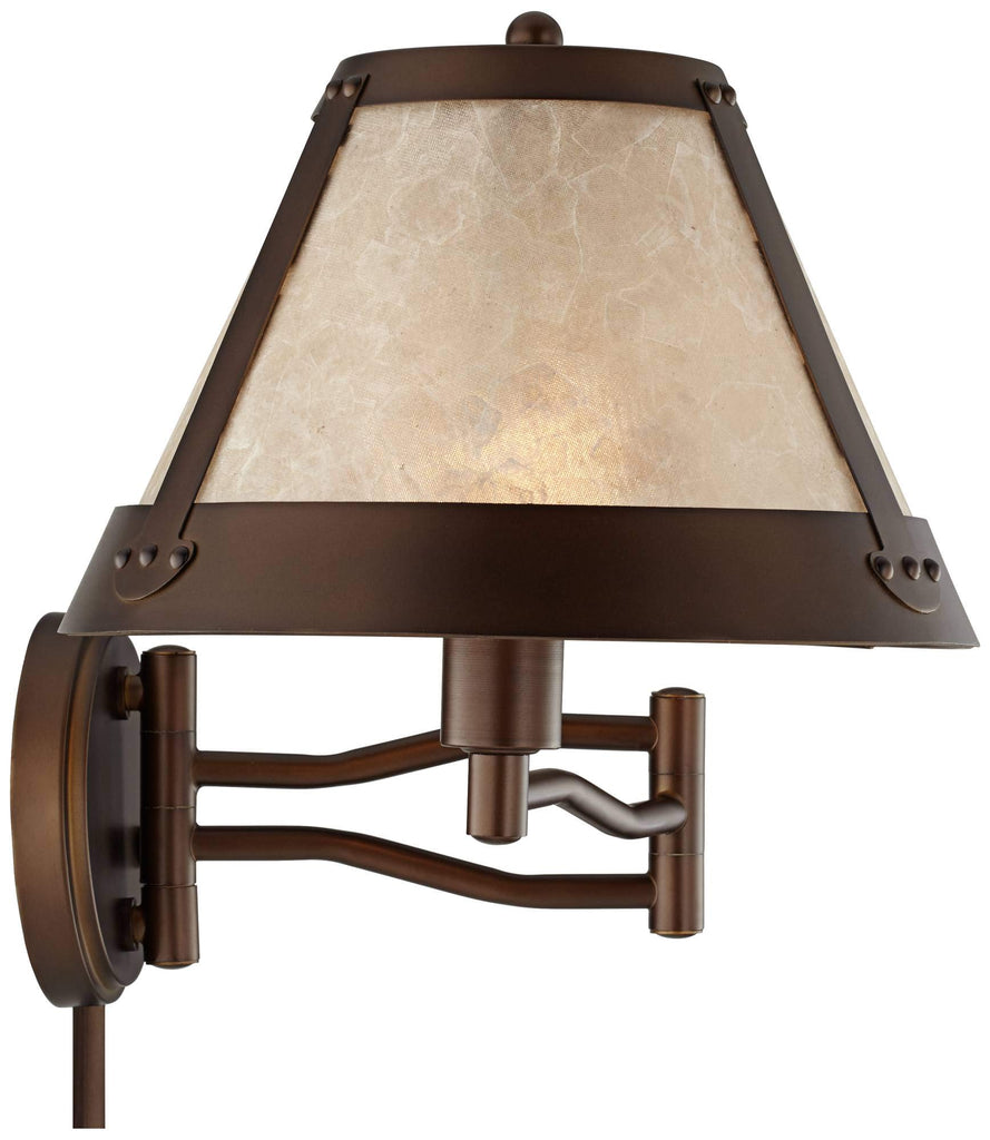 Samuel Mica Shade Plug-In Swing Arm Wall Lamp with Cord Cover Set of 2