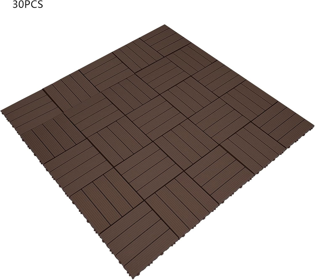 Interlocking Deck Tiles, 30Pcs 11.8"x11.8" Outdoor Water-Repellent Flooring Tiles Plastic Interlocking Patio Deck Tiles