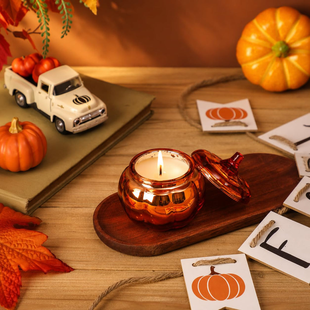 Pumpkin Shaped Candles 3 Pack, Fall Pumpkin Spice Scented Candles 15oz