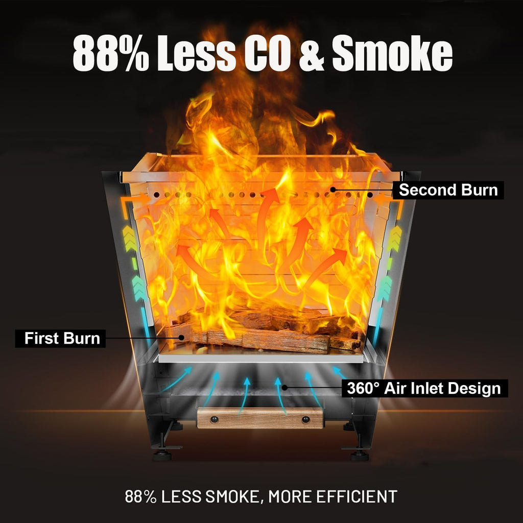 Smokeless Fire Pit, Portable Outdoor Firepits 35 inch, Pellet Fire Pits for Outside Wood Burning Carry Handle for