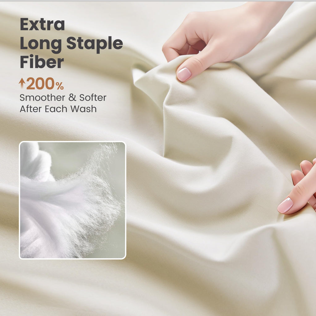 100% Cotton Sateen Sheet Set 1000 TC, Full, Ivory
