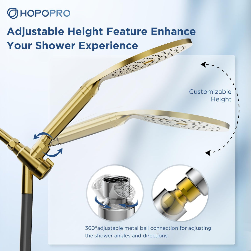 21-Setting Dual Filtered Handheld Shower Heads Combo, Modern Gold