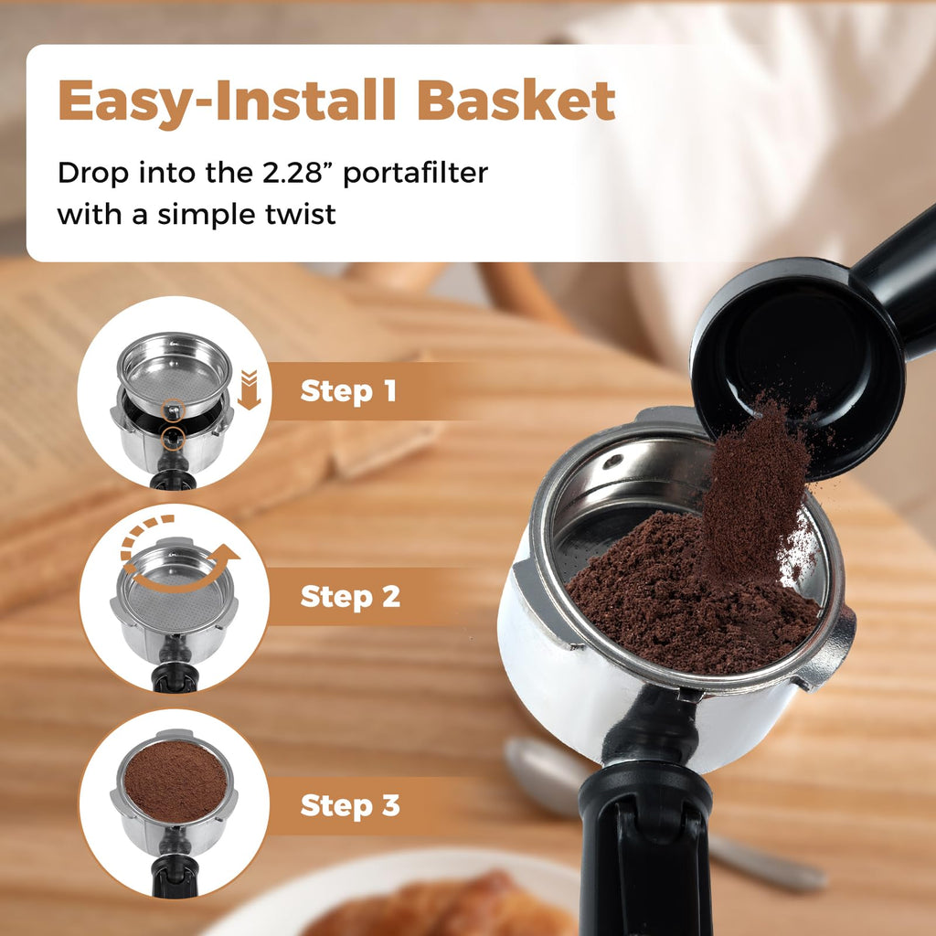 Espresso Machine 20 Bar, Compact Stainless Steel Coffee Maker