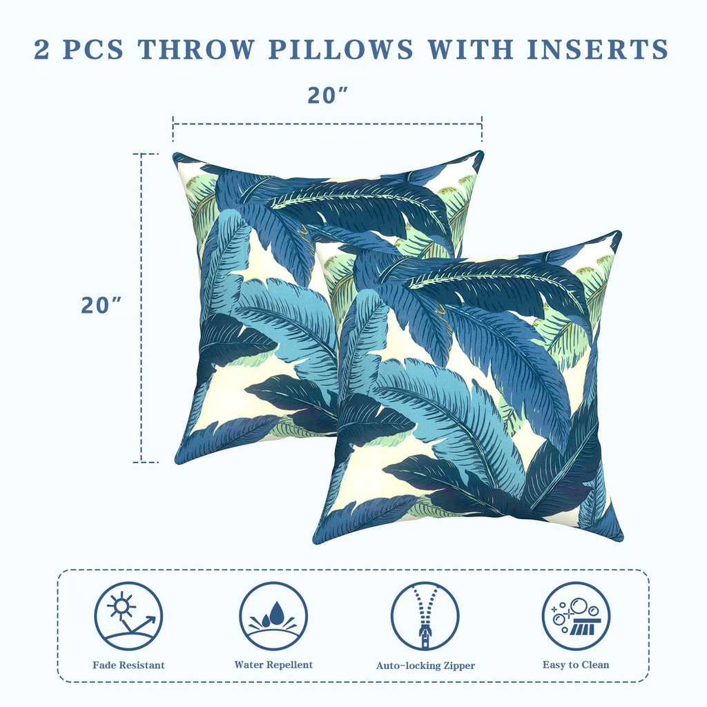 Outdoor Throw Pillows, Decorative Throw Pillows with Inserts, 20"x20" Square Pillows for Bed, Couch, Sofa and Patio