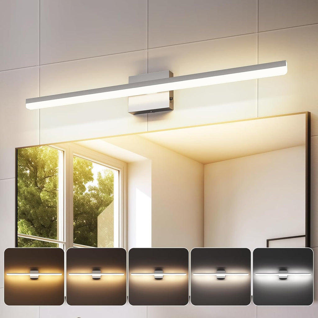 LED Modern Bathroom Light Fixtures 22W Brushed Nickel Vanity Lights Bar 5CCT Dimmable ixture Over Mirror Vanity Light