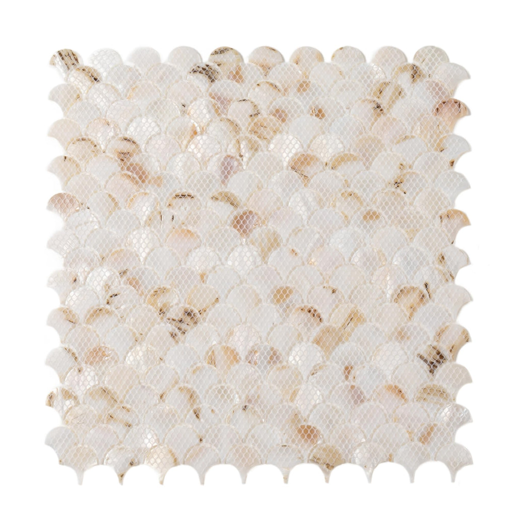 White Mother of Pearl Fish Scale Mosaic Tiles, 10 Pcs 11.8x11.8