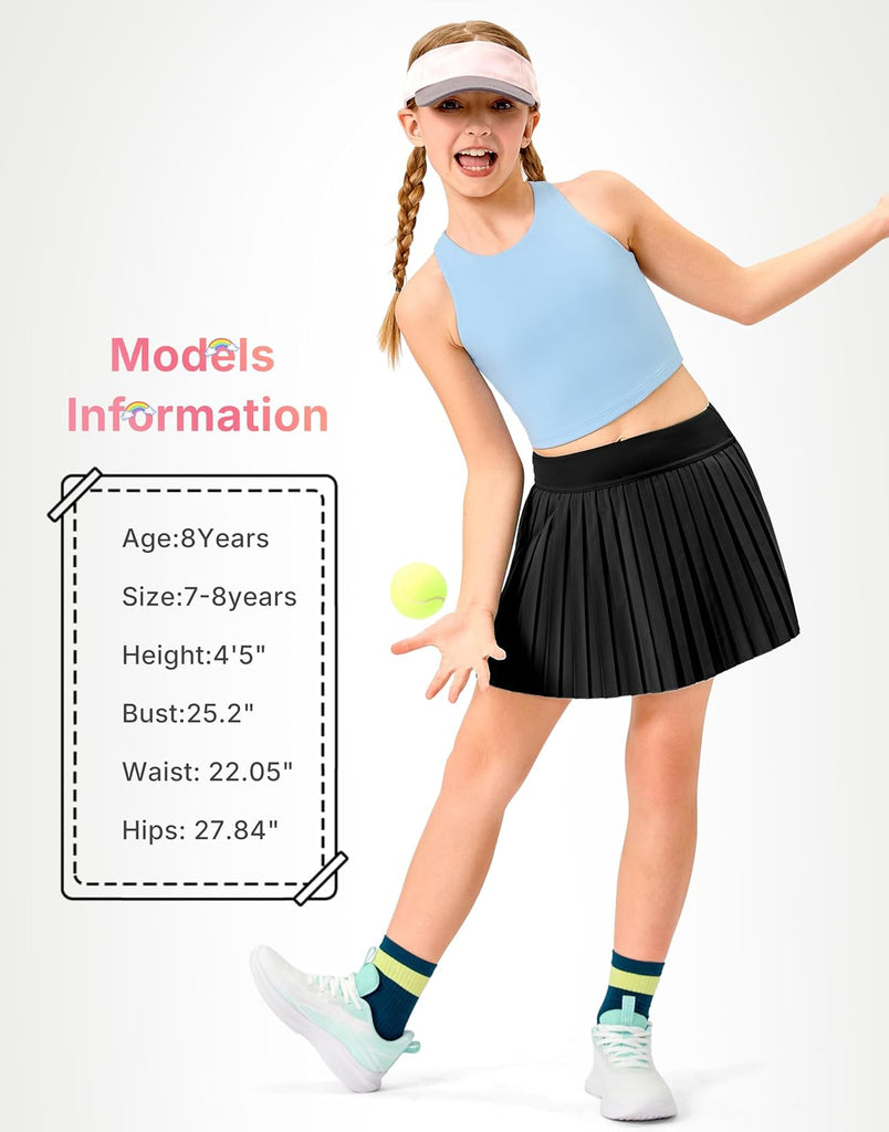 Tennis Skirt with Shorts,Pleated Athletic Skort with Pockets for Golf,Running & School Uniform Skirt