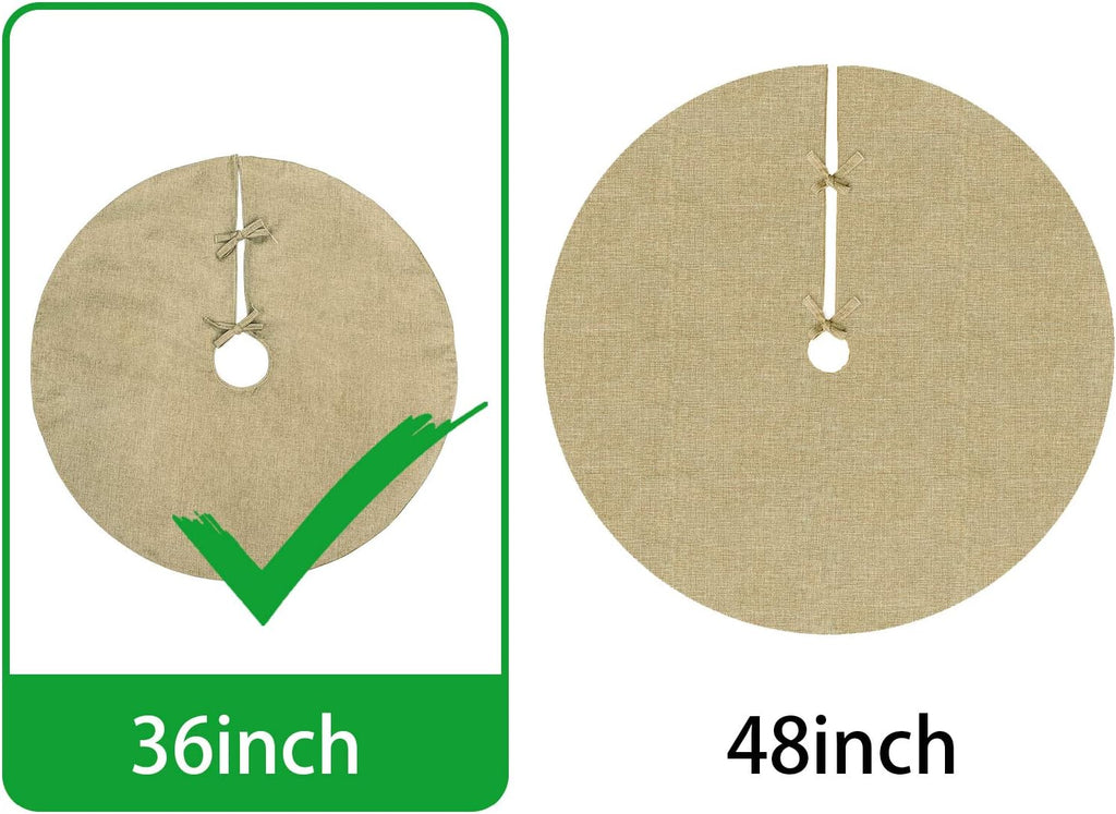 Christmas Tree Skirt, 36 inches Small Double-Layer Burlap Plain Tree Skirts, Rustic Jute Tree Skirt for Xmas Holiday