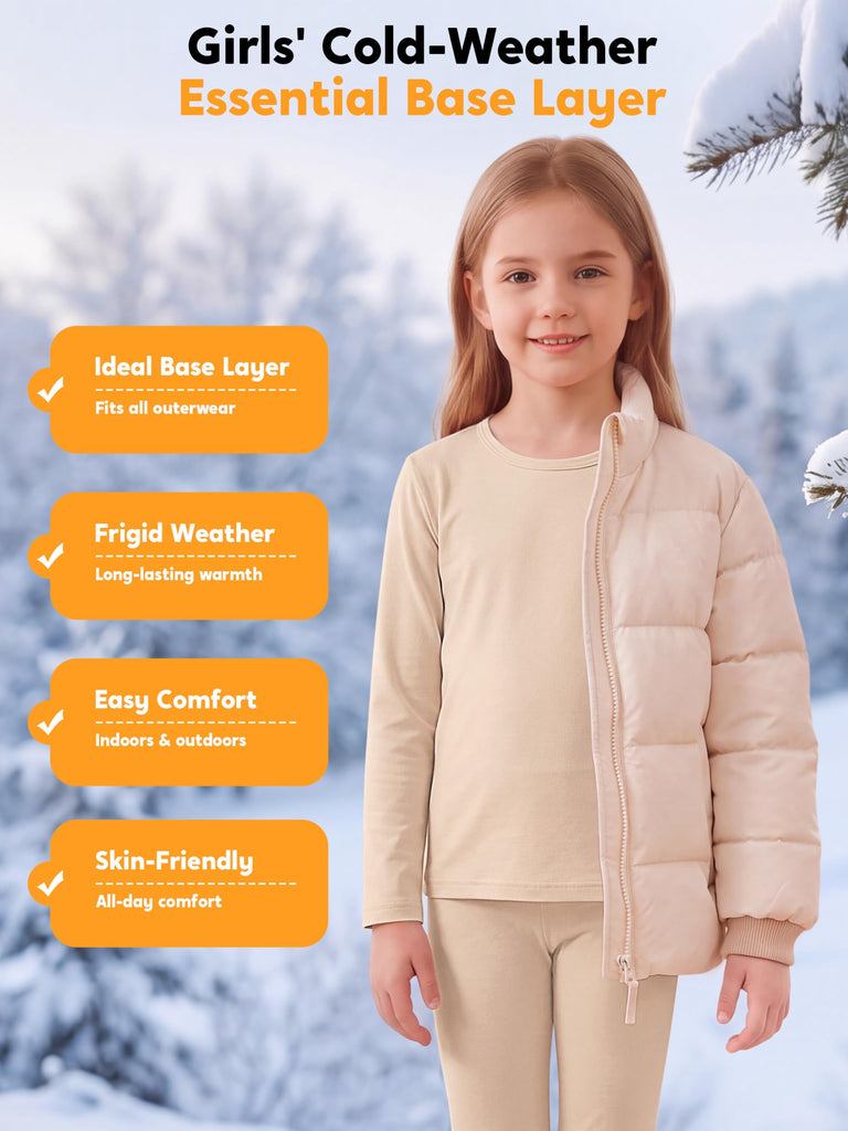 Kids Fleece Lined Thermal Underwear Thermal Set Base Layer Warm Set