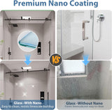 Frameless Shower Door, 55-60" W x 76" H Sliding Glass Shower Door