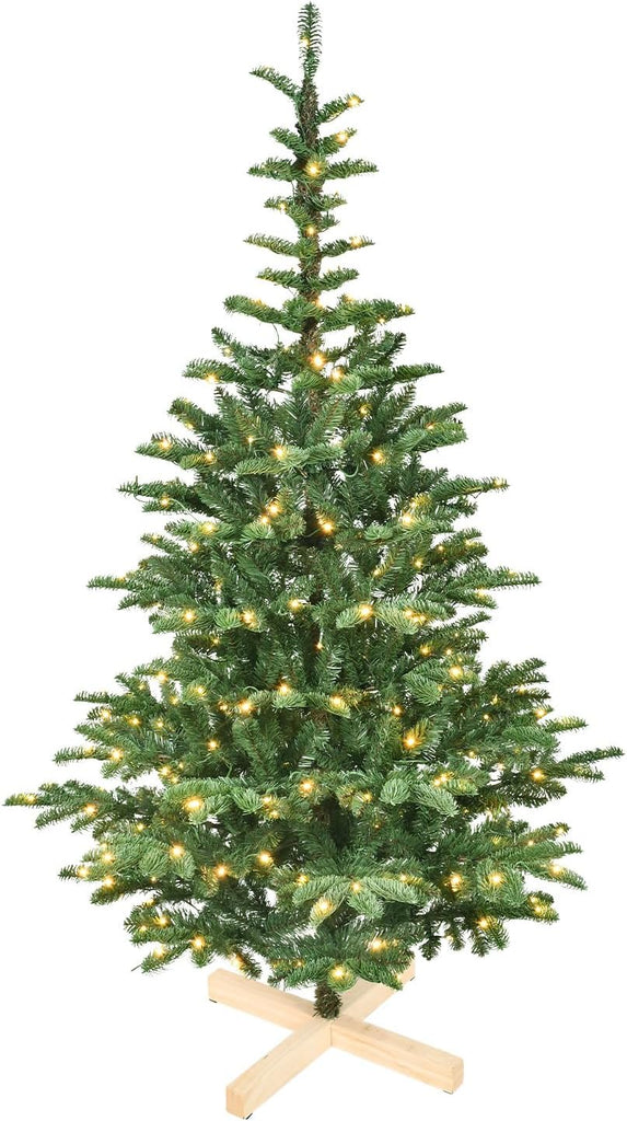 Prelit Artificial Christmas Tree, PE & PVC Pre Lit Hinged Xmas Tree with 500 Warm White Lights & 1307 Branch