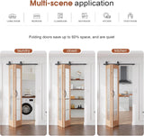 Preassembled Bifold Barn Door 30 x 84 in (Double 15x84in) with Bi-fold Door Hardware Kit, Frosted Gl