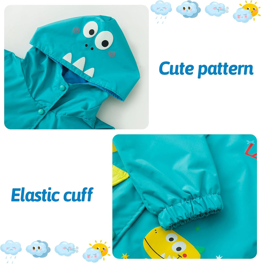 Toddler Kids Rain Suit Waterproof Rain Coat Hooded Jacket & Pants 2Pcs