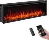60" W Smart Wall Mount & in Wall Recessed Electric Fireplace Insert, Heater 750W/1500W
