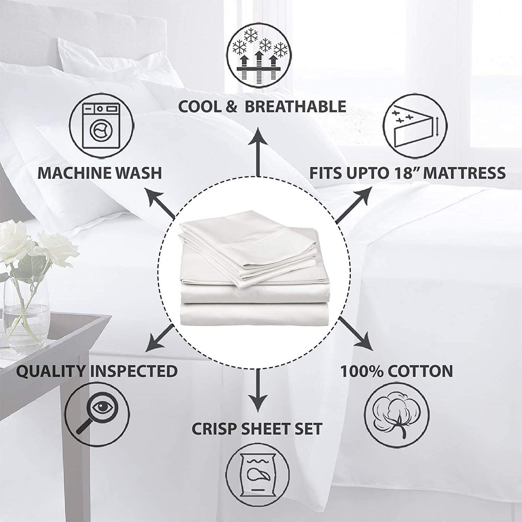 Split King Sheets for Adjustable Bed 5 Piece, Cotton Split King Sheet Set, Twin XL Fitted Sheets Deep Pocket 15-18