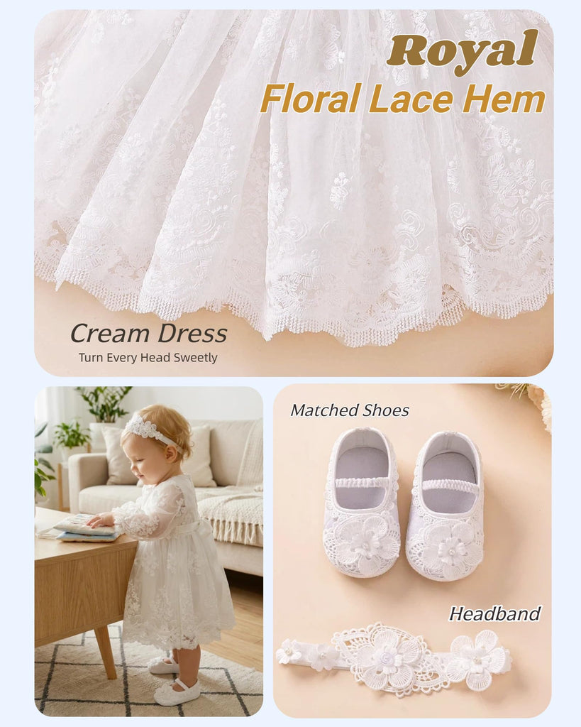Baptism Dresses for Baby Girls,Flower White Baby Dresses