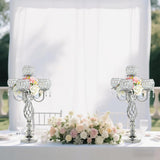 5-Arm Crystal Candelabra Centerpiece 23.2" Tall - Elegant Candle Holder Stand with Crystal Bowl, Chic Table Decor for