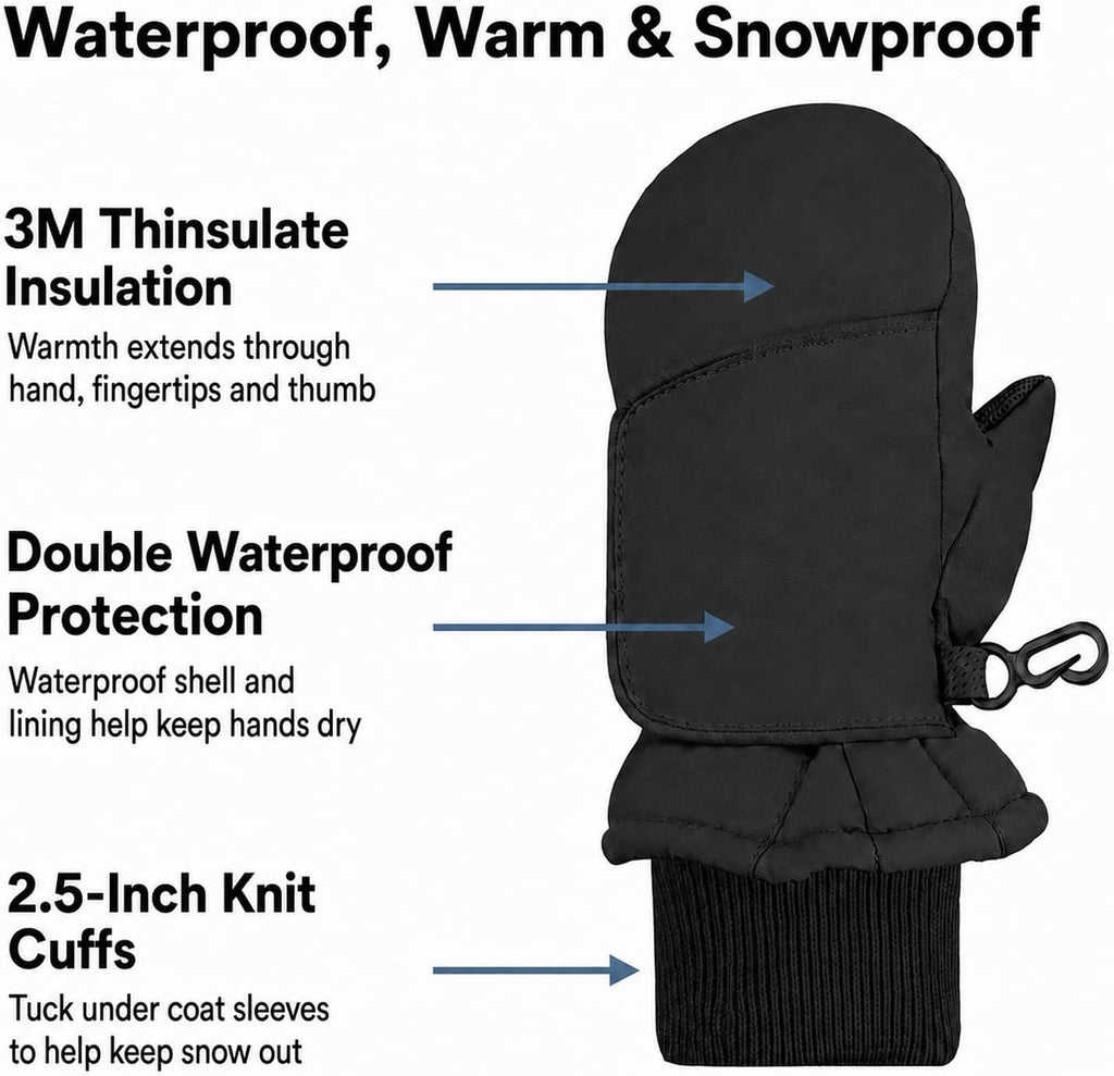 Kids Waterproof Snow Mittens Cold Weather Thinsulate Insulated