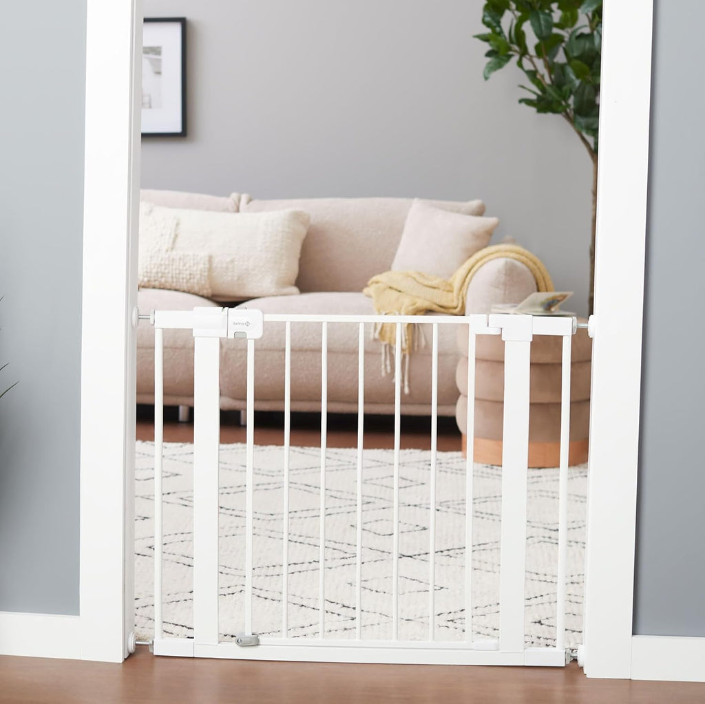 Easy Install Walk Thru Baby Gate for Doorway With Door, Dog Gates, Fits 29"-38", Easy Install 28" Tall, White