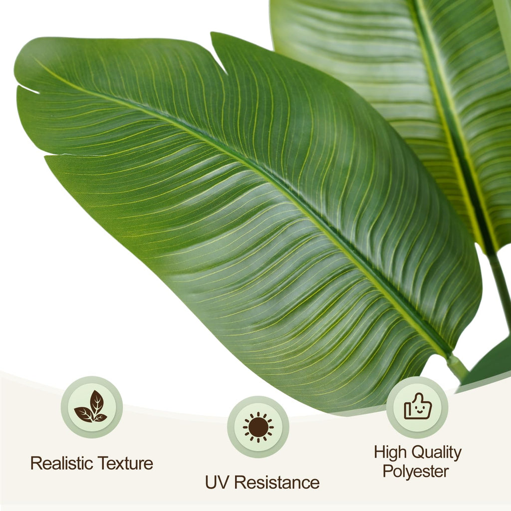 Lifelike Bird of Paradise Artificial Plant, 7ft Faux Banana Leaf Tree with 15 Trunks - Perfect Indoor Silk Floor Plant