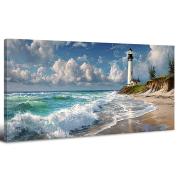 Lighthouse Wall Art Beach Pictures Wall Decor Nature Landscape Paintings Poster Ocean Seascape Canvas Prints Vintage