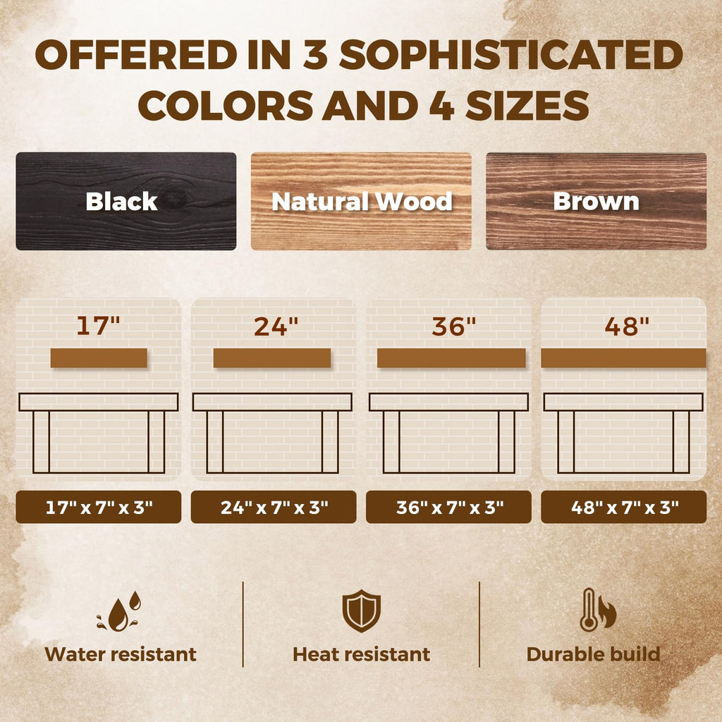 Floating Shelves, 48 x 7 x 3 Inch Fireplace Mantel, Brown