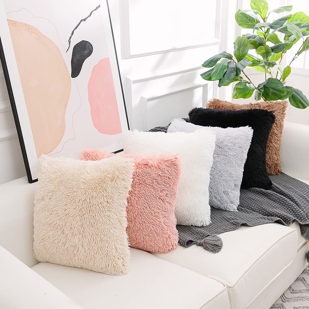 Luxury Soft Faux Fur Fleece Cushion Cover Pillowcase Decorative Throw Pillows Covers, No Pillow Insert, 20" x 20"