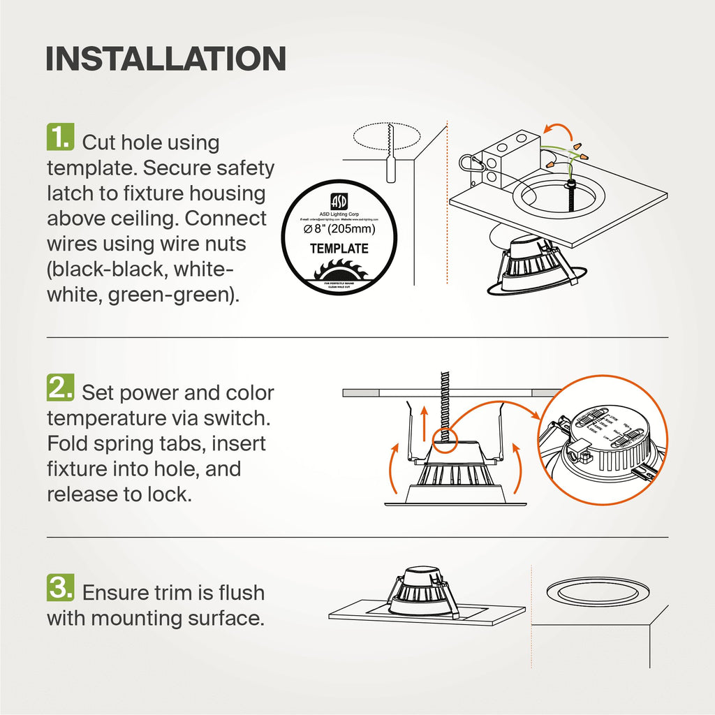 4 Pack 8 Inch 30W Commercial Canless LED Downlight
