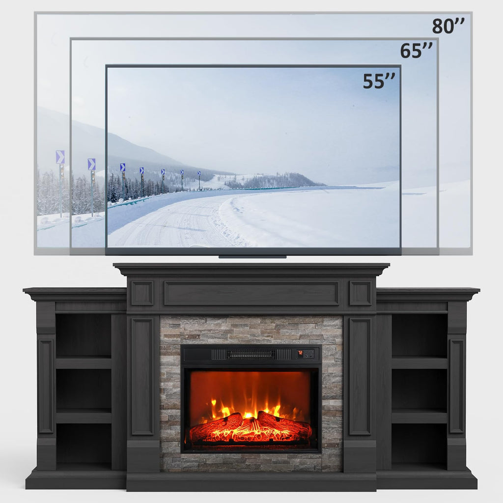 72" Electric Fireplace with Mantel Fireplace TV Stand