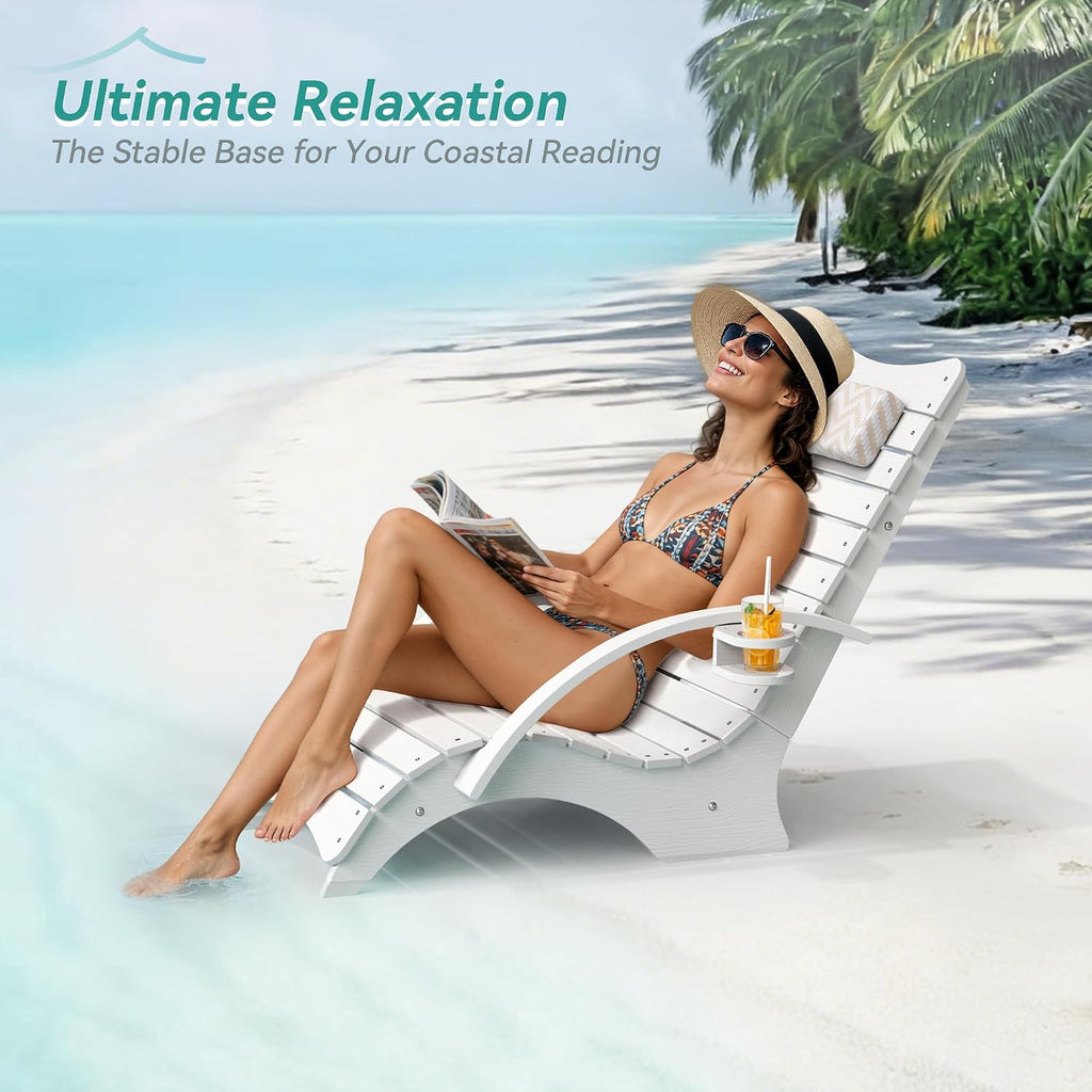 Pool Lounge Chairs Set of 2 with Armrest & Cupholder, 8-10 Shallow | HDPS Fade Resistant, Headrest, 330lbs Capacity