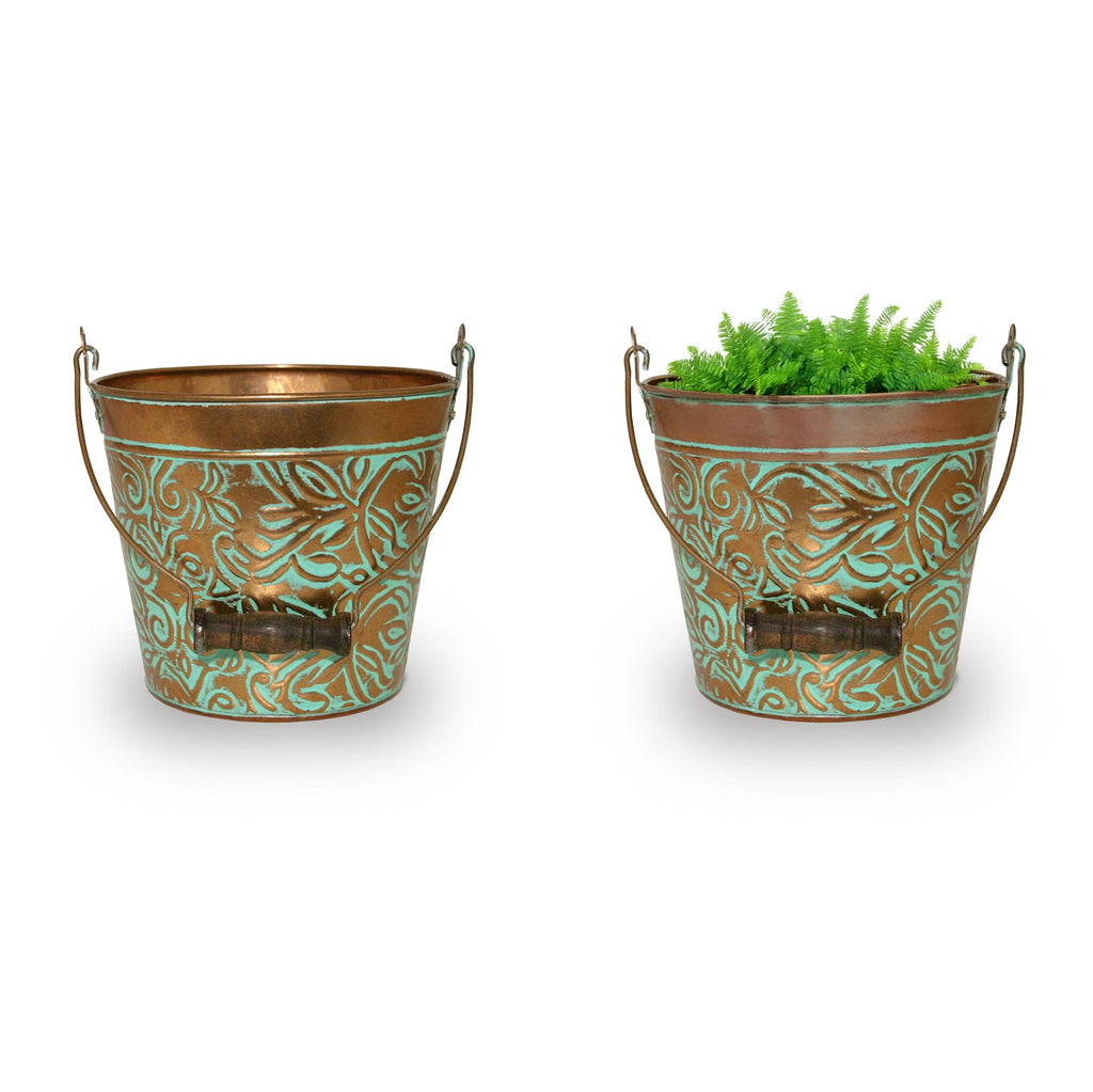 Vintage Collection 12 in Vintage Copper Bucket Planter