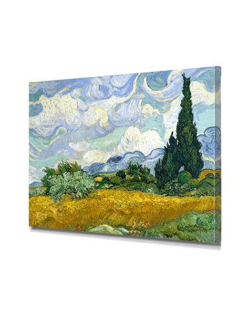 Wheat Field with Cypresses Van Gogh Canvas Wall Art, 20x16 in