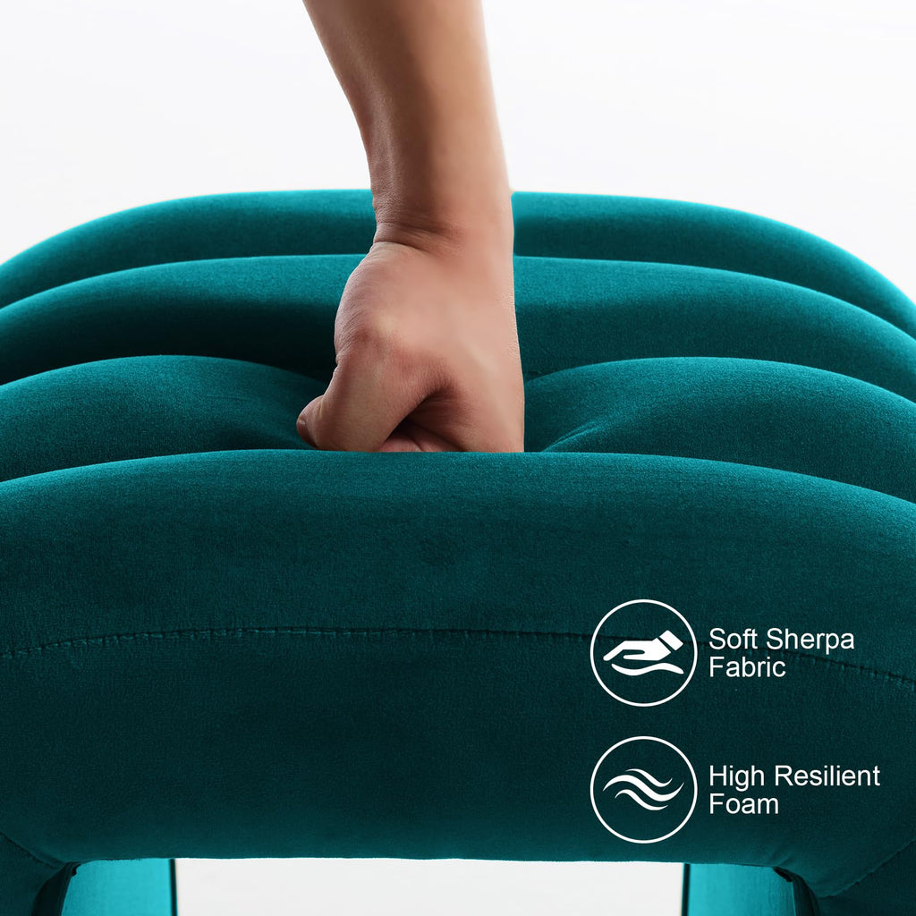 Velvet Ottoman Stools, Multifunctional Arch Ottomans, Makeup Vanity Stools, Ottomans, Side Table Seat (Teal)