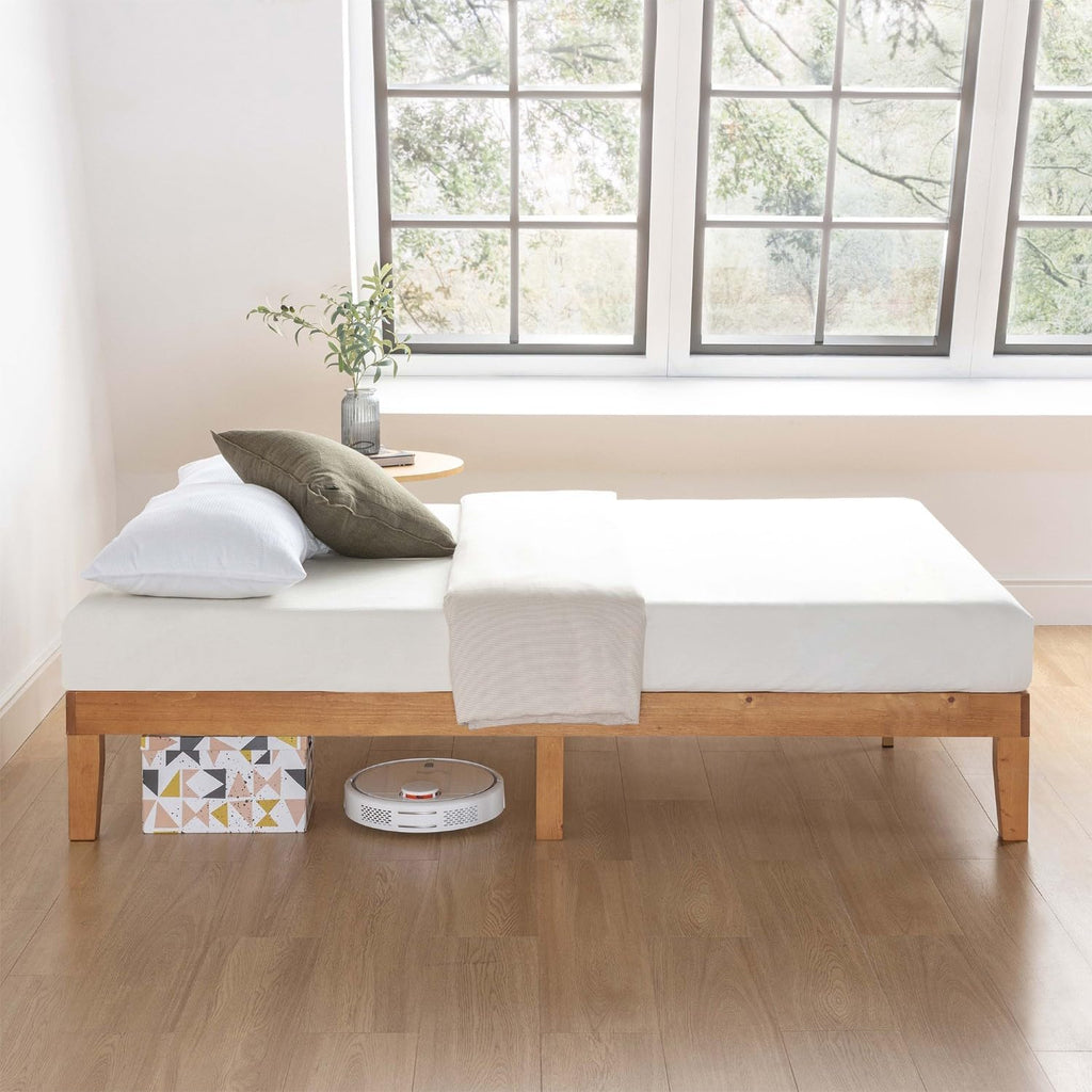 Naturalista Classic - 12 Inch Solid Wood Platform Bed with Wooden Slats, No Box Spring Needed, Easy Assembly, Queen
