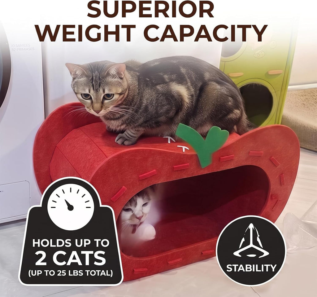 Cat Cave, Apple Felt Cat House, Cat Bed for Indoor Cats, Scratch-Resistant