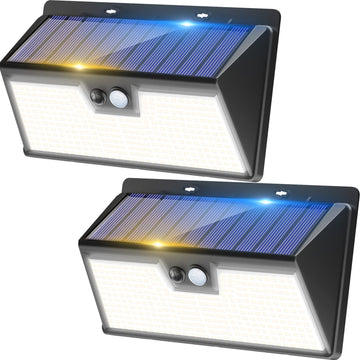 318 LED Solar Outdoor Lights, IP65 Waterproof Motion Sensor Outdoor Lights 3 Modes Super Bright Security Flood Wall