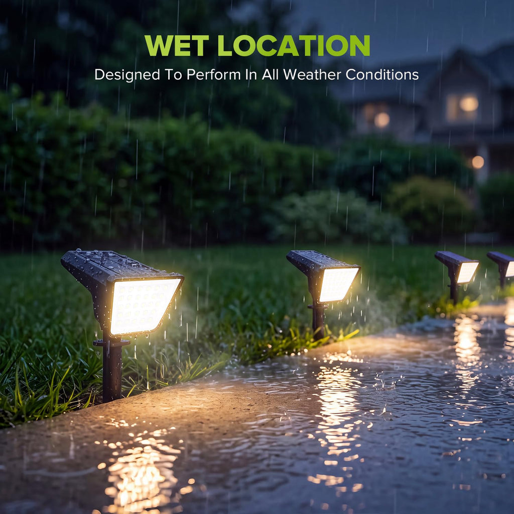 4 Packs Solar Spot Lights Outdoor Waterproof, 28 LED 3000K Solar Powered Landscape Pathway Lights, Dusk to Dawn Solar