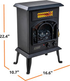 Electric Fireplace Space Heater with Flame Effect, Adjustable Thermostat, Dual Heat Settings and Overheat Protection
