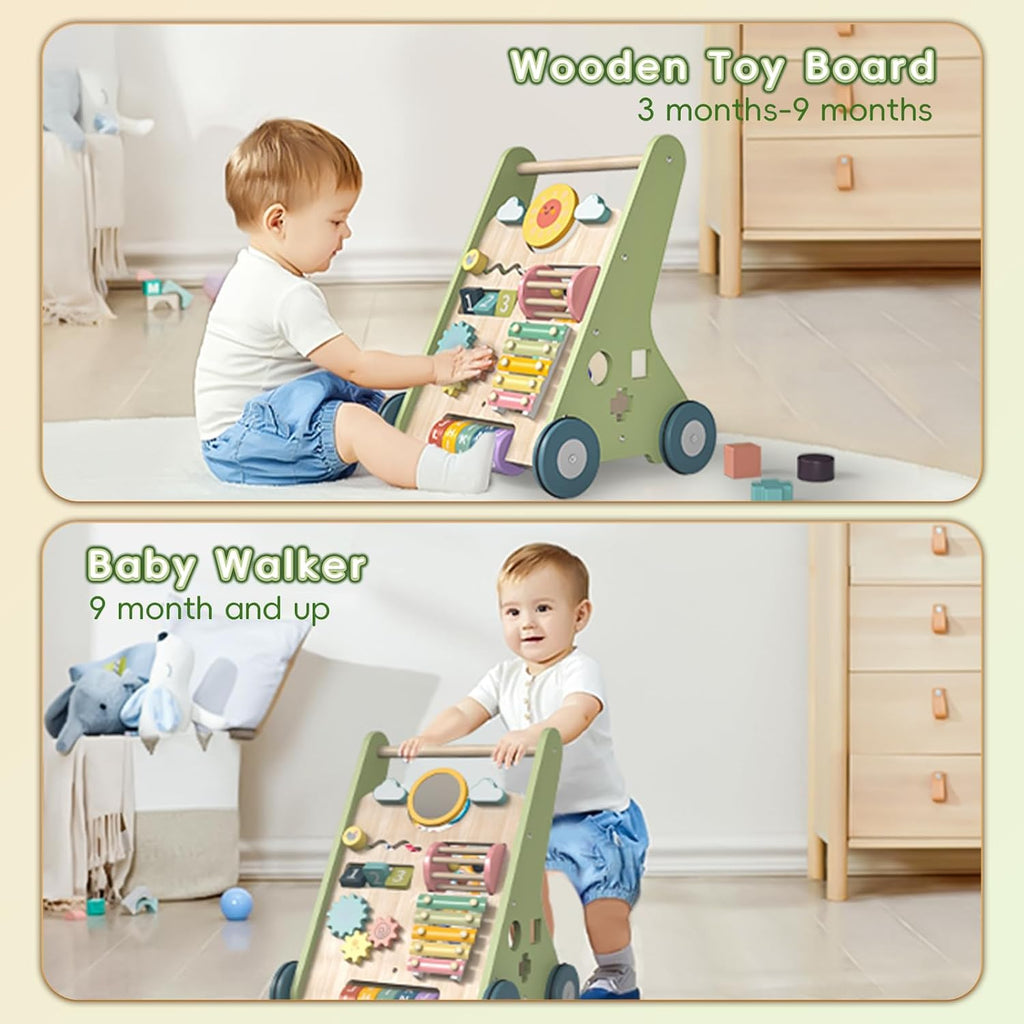 Wooden Baby Walker, Montessori Push Walker for Babies 10-12 Months