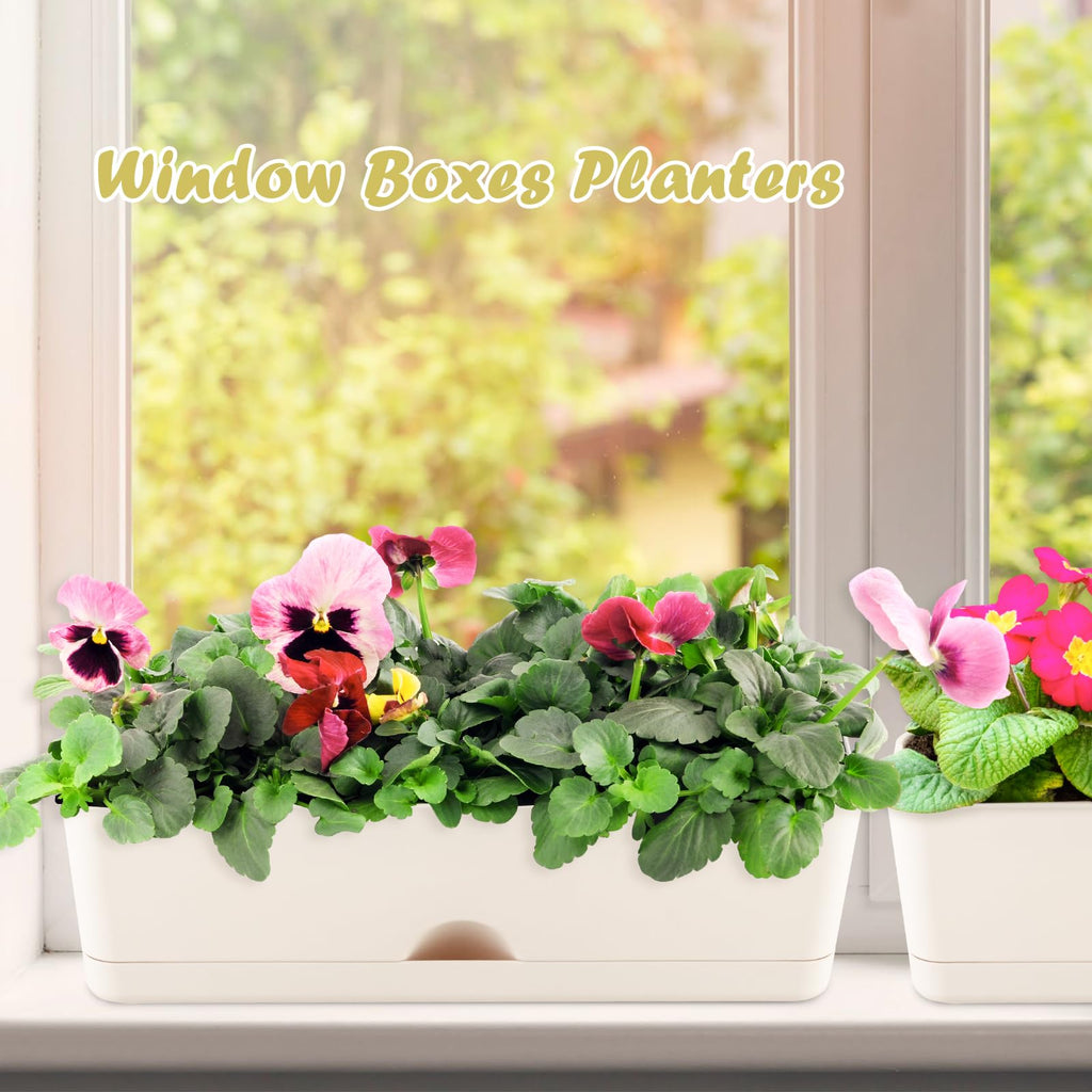2-Pack Flower Pots Large Window Boxes Planters 16 Inch Rectangle Plant Pot Rectangular Planters for Outdoor Indoor