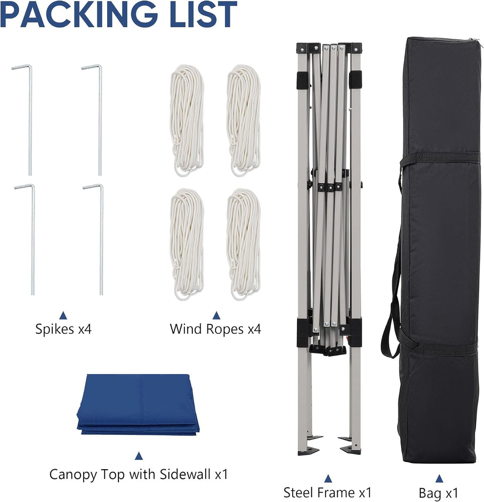 8X10 FT Pop Up Canopy Outdoor Instant Tent Slant Legs with a Sidewall,Equipment Vents
